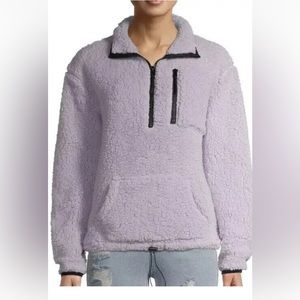 NO BOUNDARIES Womens Light Fleece Top Half Zip Lilac Size XXXL 21 Juniors New
